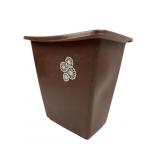 Rubbermaid Brown Plastic Wastebasket with Floral