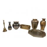 Assorted Brass Decorative Vessels and Tray