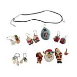 Assorted Christmas Holiday Jewelry and Pins Lot