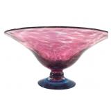Hand-Blown Art Glass Pedestal Bowl
