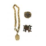 France Gilt Religious Medal Bracelet and Pins