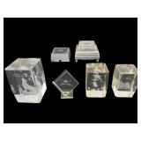 Laser Etched Crystal Paperweight Set with Bases