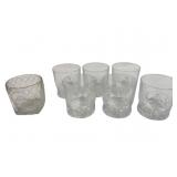 Crown Royal and Cut Glass Rocks Glasses, Set of 7