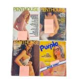 Lot of 4 Vintage Penthouse and Purple Magazines