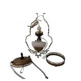 Victorian Style Brass and Hobnail Glass Hanging La