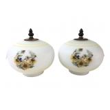 Pr. Vintage Frosted Glass Sunflower Lamp Shades