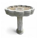 Cast Stone Floral and Leaf Motif Birdbath