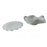 Fenton Milk Glass Hobnail Nappie and Saucer