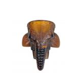 Amber Pressed Glass Elephant Head Wall Pocket