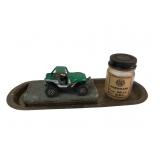 Vintage Collectibles Lot with Brass Tray and Tins