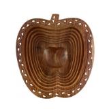 Hand-Carved Wooden Apple-Shaped Collapsible Basket