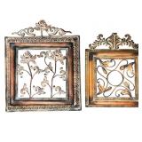 Pair of Decorative Metal Floral Wall Art Frames