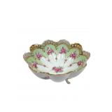 Hand-Painted Porcelain Footed Bowl with Roses