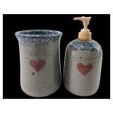 Ceramic Heart Soap Dispenser & Holder Set