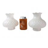 Pair White Hobnail Milk Glass Lamp Shades