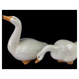 Pair of Glazed Earthenware Goose Figures