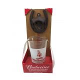 Budweiser cast iron wall mount bottle opener & pin