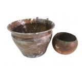 Pair of Copper and Brass Hanging Planters