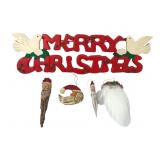 Vintage Hand-Painted Wood Merry Christmas Sign