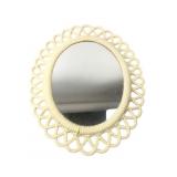 Vintage White Wicker Style Oval Wall Mirror
