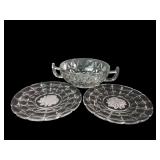 VTG Imperial & Indiana Glass Sugar Bowl and Plates