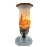 Fenton Style Hand-Painted Hurricane Lamp