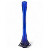 Vintage MCM-Style Cobalt Glass Stem Vase