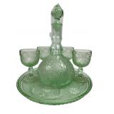Indiana Glass Tiara Sandwich Green Decanter Set
