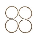 Pr. Large Gold-Tone Rhinestone Hoop Earrings