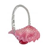 Fenton Cranberry Opalescent Hobnail Glass Basket