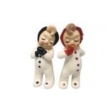 Japan Hand-Painted Ceramic Pierrot Figurine Pair