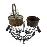 Assorted Brass and Wrought Iron Decorative Baskets