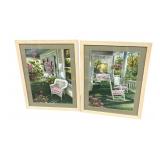 William Mangum Pair of Framed Porch Scene Prints