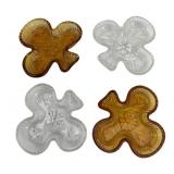 Set of 4 Pressed Glass Clover Shaped Nut Dishes
