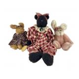 Boyds Collection Plush Bunnies and Unmarked Bear