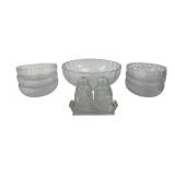Pressed Glass Berry Bowl Set and Salt & Pepper Sha