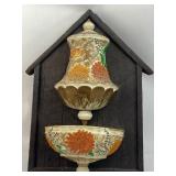 Hand-Painted Ceramic Wall Lavabo on Wood Plaque