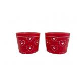 Rocket Farms Etched Heart Ceramic Succulent Pots