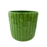 Green Glazed Bamboo Motif Ceramic Planter