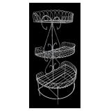 Vintage Style Painted Metal 3-Tier Plant Stand