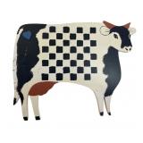 Hand-Painted Wooden Cow Wall Hanging