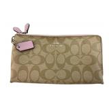 Coach Signature Canvas Double Zip Wristlet