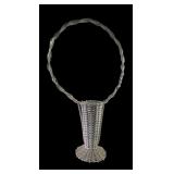 Vintage White Wicker Floral Basket with Hoop Handl