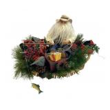 Hand-Painted Fishing Santa Holiday Centerpiece