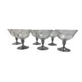 Set of 6 Glass Champagne Coupes with Metal Bases