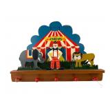 Vintage Romanian Painted Wood Circus Wall Rack