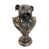Bronze-Finished Resin Bulldog Bust with Cigar