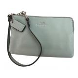 Coach Mint Green Pebbled Leather Wristlet