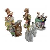 Group of 6 Hand-Painted Porcelain Figurines