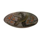 Indian Brass Bowl with Peacock and Floral Motif